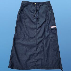 Vintage 90s Tommy Hilfiger Cargo Maxi Skirt Black Size M Grunge Goth Harajuku